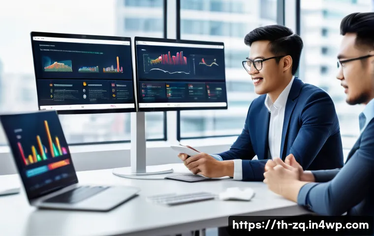 소셜 리스닝 툴을 통한 커뮤니티 피드백 분석 - A modern digital marketing team in a sleek, bright office environment analyzing customer feedback on...