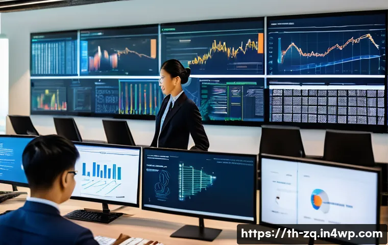 소셜 리스닝 툴의 보안 및 개인정보 보호 - A modern office environment with diverse Thai professionals working collaboratively on data security...