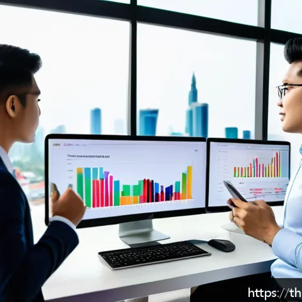 소셜 리스닝 툴로 이벤트 반응 분석하기 - A modern Thai social media marketing team in a bright office, analyzing real-time social listening d...