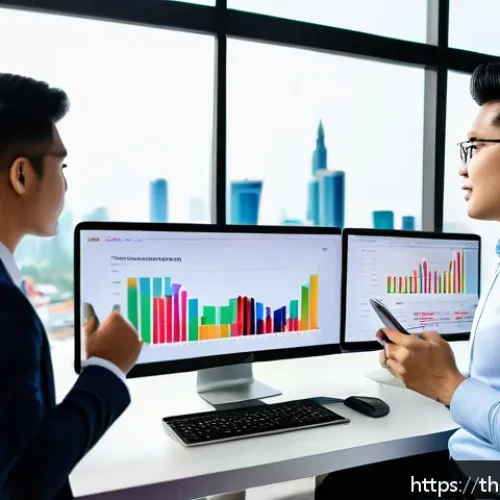 소셜 리스닝 툴로 이벤트 반응 분석하기 - A modern Thai social media marketing team in a bright office, analyzing real-time social listening d...
