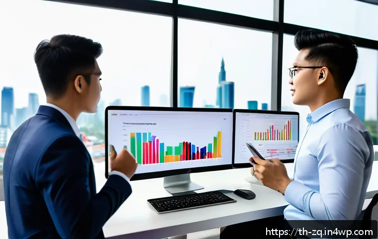 소셜 리스닝 툴로 이벤트 반응 분석하기 - A modern Thai social media marketing team in a bright office, analyzing real-time social listening d...